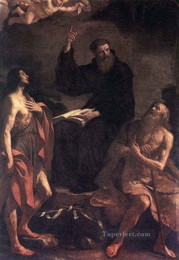 St Augustine St John the Baptist and St Paul the Hermit Baroque Guercino Oil Paintings